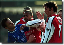 Robert Pires slaps Dennis Wise because Wise is a little cunt, innit...